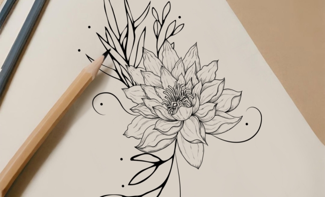 projet flash tattoo lotus floral, Fragments d'elle, Gironde