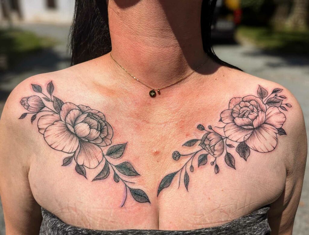 Fragments Delle Tatouage Traits Fins Bazas Tatouage Chest Femme Fleurs Fragments D Elle Bordeaux Copie